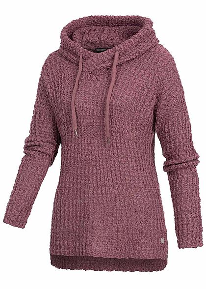 Eight2Nine gebreide Hoodie met overlappende Kap purplisch medium lila