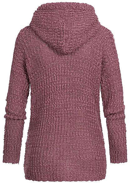 Eight2Nine gebreide Hoodie met overlappende Kap purplisch medium lila