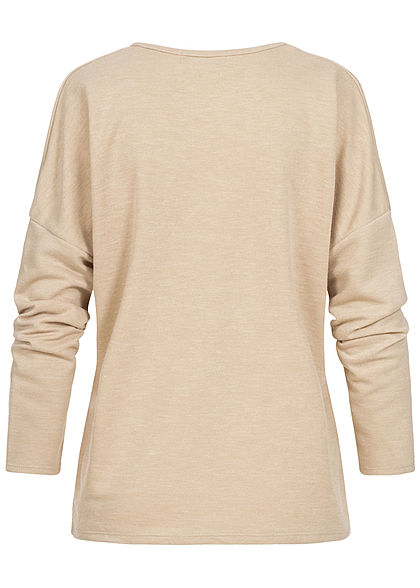 Styleboom Fashion Damen V-Neck Sweater beige