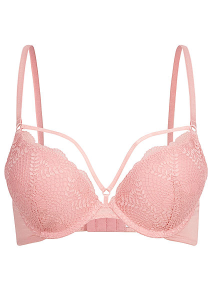 Seventyseven Lingerie Damen Super Push-Up BH mit Spitzen Detail hell rosa