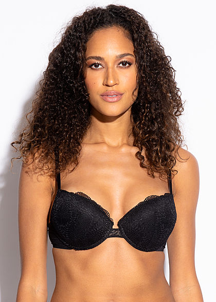 Seventyseven Lingerie Damen Push-Up BH mit Spitzen Detail schwarz