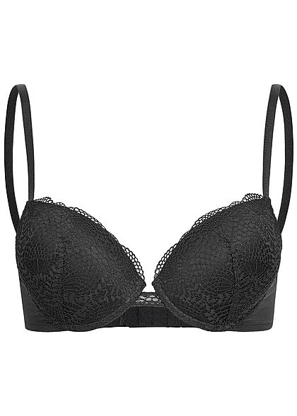 Seventyseven Lingerie Damen Push-Up BH mit Spitzen Detail schwarz