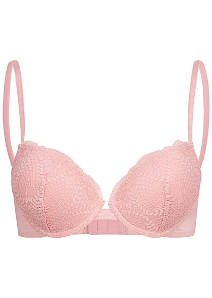 Seventyseven Lingerie Damen Push-Up BH mit Spitzen Detail hell rosa