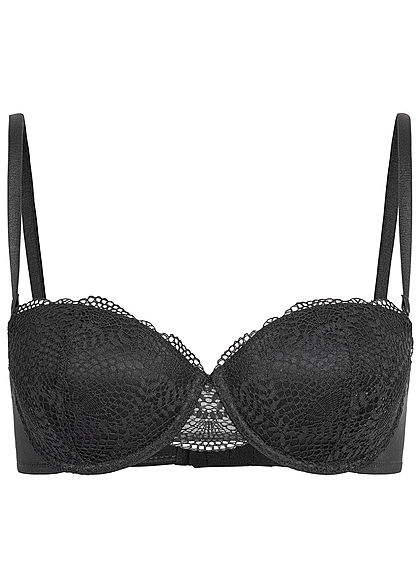 Seventyseven Lingerie Damen Balconette BH mit Spitzen Detail schwarz