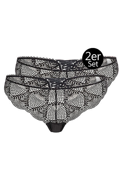 Seventyseven Lingerie Damen 2er-Set Brazilian Slips schwarz
