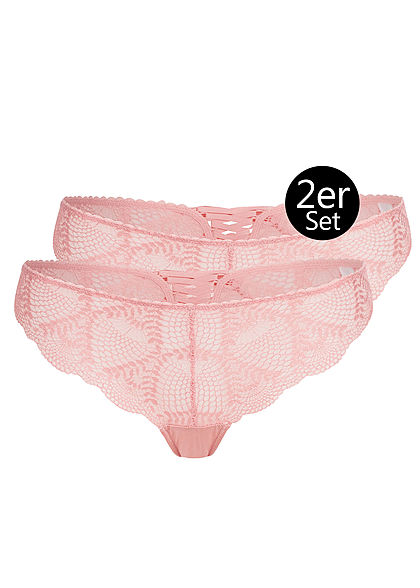 Seventyseven Lingerie Damen 2er-Set Brazilian Slips hell rosa