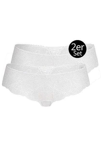 Seventyseven Lingerie Damen 2er-Set Hipster Slips weiss