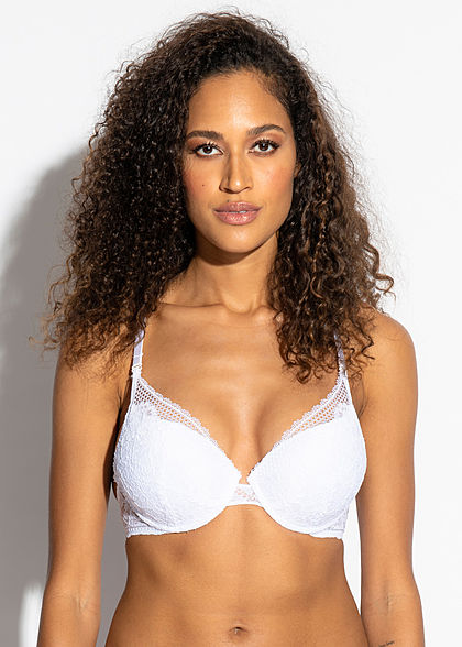 Seventyseven Lingerie Damen Push-Up BH mit Spitzen Detail weiss
