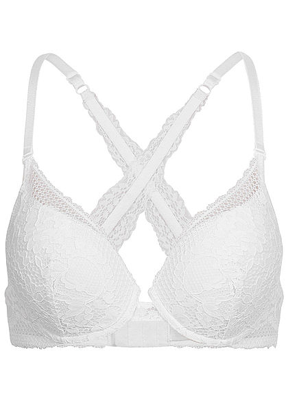 Seventyseven Lingerie Damen Push-Up BH mit Spitzen Detail weiss