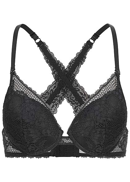 Seventyseven Lingerie Damen Push-Up BH mit Spitzen Detail schwarz