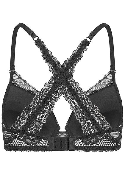 Seventyseven Lingerie Damen Push-Up BH mit Spitzen Detail schwarz