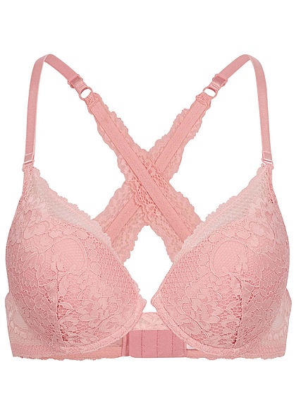 Seventyseven Lingerie Damen Push-Up BH mit Spitzen Detail hell rosa