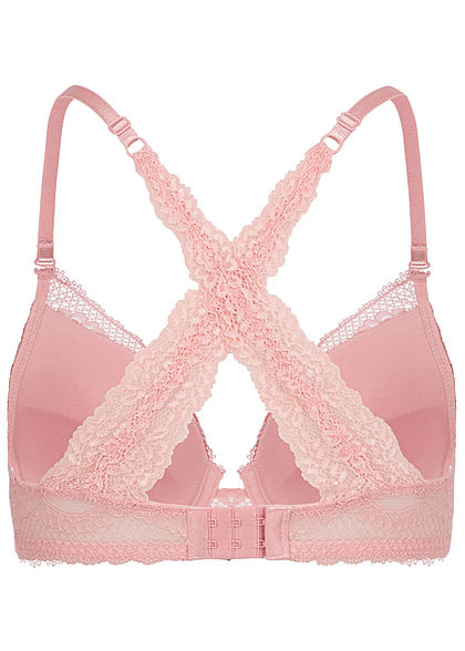 Seventyseven Lingerie Damen Push-Up BH mit Spitzen Detail hell rosa