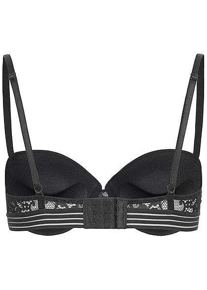 Seventyseven Lingerie Damen Push-Up Balconette BH mit Spitzen Detail schwarz