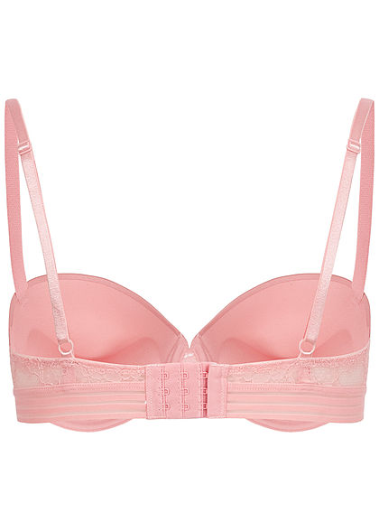 Seventyseven Lingerie Damen Push-Up Balconette BH mit Spitzen Detail hell rosa