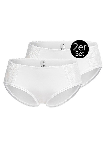 Seventyseven Lingerie Damen 2er-Set Spitzen Hipster Slips weiss