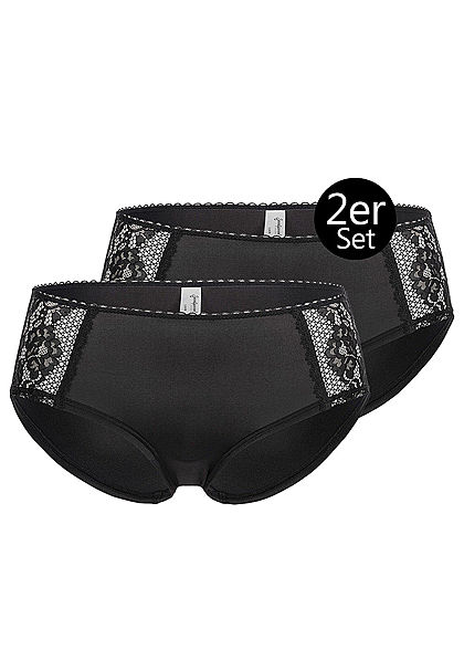 Seventyseven Lingerie Damen 2er-Set Spitzen Hipster Slips schwarz