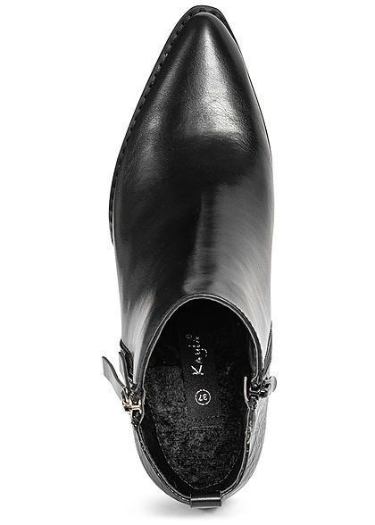 Seventyseven Lifestyle Damen Schuh Stiefelette Absatz 6,5cm Kunstleder schwarz