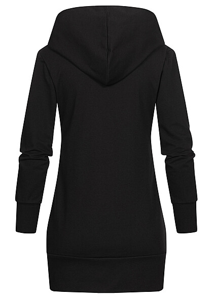 Cloud5ive Dames Longform Zip Hoodie met leo print zwart beige