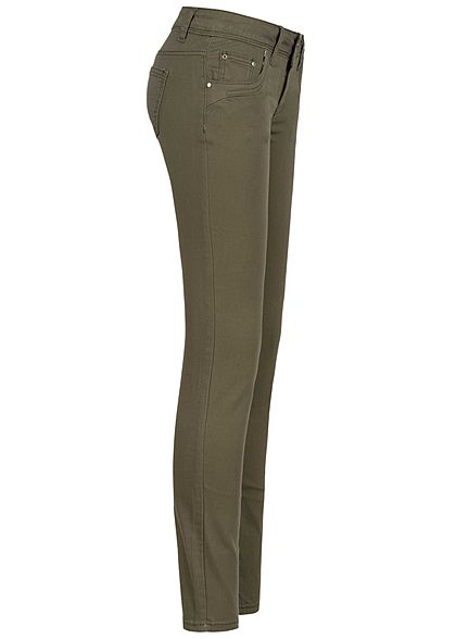 Seventyseven Lifestyle Damen Skinny Jeans 5-Pockets Low Waist military grn