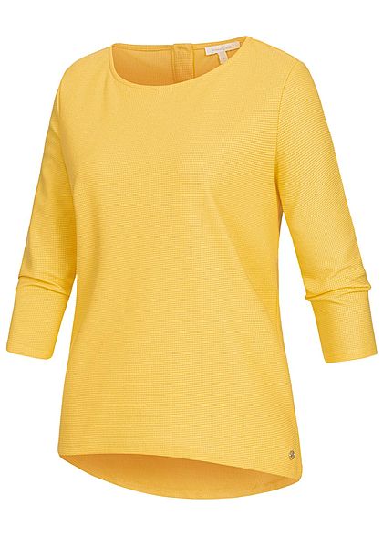 TOM TAILOR Damen 3/4 Arm Struktur Shirt Knopfleiste golden summer gelb - Art.-Nr.: 20020315
