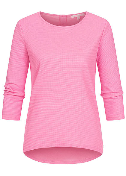 TOM TAILOR Damen 3/4 Arm Struktur Shirt Knopfleiste wild orchid pink