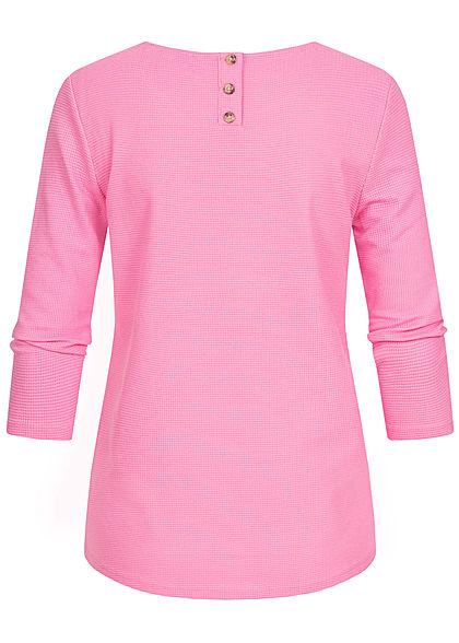TOM TAILOR Damen 3/4 Arm Struktur Shirt Knopfleiste wild orchid pink