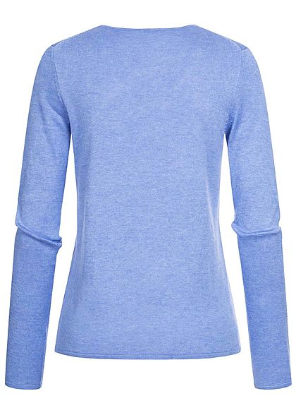 Tom Tailor Damen Basic V-Neck Pullover sea hell blau melange