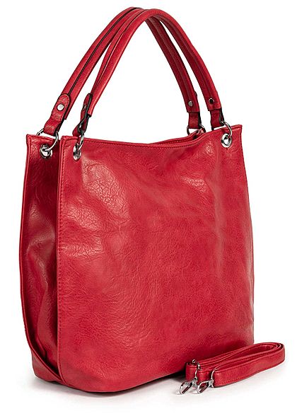 Styleboom Fashion Damen Kunstleder Handtasche 43x30cm Zipper kirsch rot - Art.-Nr.: 20020410