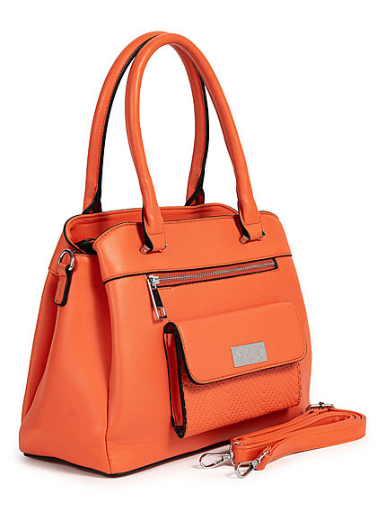 Styleboom Fashion Damen Kunstleder Handtasche 40x25cm Frontpocket orange