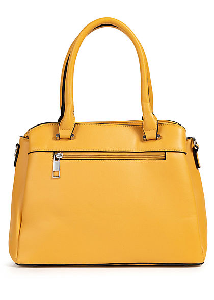 Styleboom Fashion Damen Kunstleder Handtasche 40x25cm Frontpocket gelb