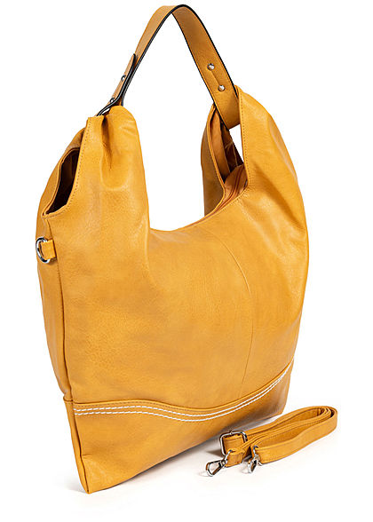 Styleboom Fashion Damen Kunstleder Handtasche 48x32cm Stitches gelb