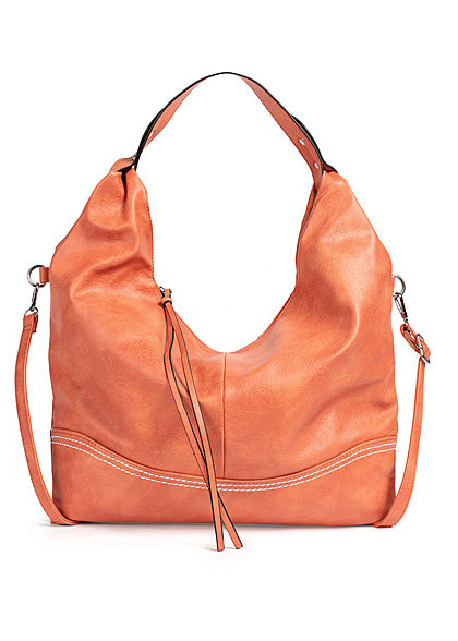 Styleboom Fashion Damen Kunstleder Handtasche 48x32cm Stitches orange