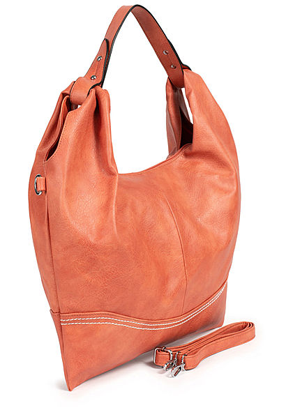 Styleboom Fashion Damen Kunstleder Handtasche 48x32cm Stitches orange