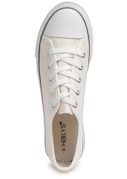 Hailys Damen Schuh Canvas Sneaker hohe Sohle 4cm weiss