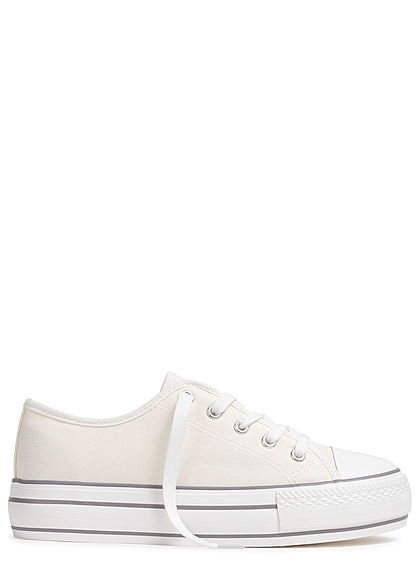 Hailys Damen Schuh Canvas Sneaker hohe Sohle 4cm weiss