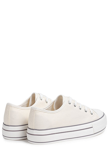 Hailys Damen Schuh Canvas Sneaker hohe Sohle 4cm weiss