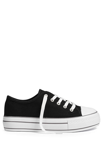 Hailys Damen Schuh Canvas Sneaker hohe Sohle 4cm schwarz