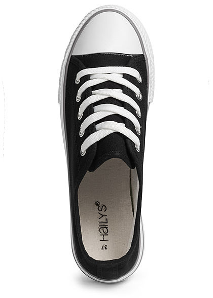 Hailys Damen Schuh Canvas Sneaker hohe Sohle 4cm schwarz