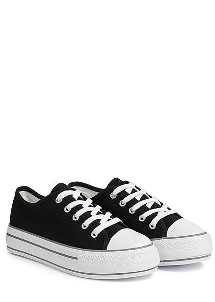 Hailys Damen Schuh Canvas Sneaker hohe Sohle 4cm schwarz