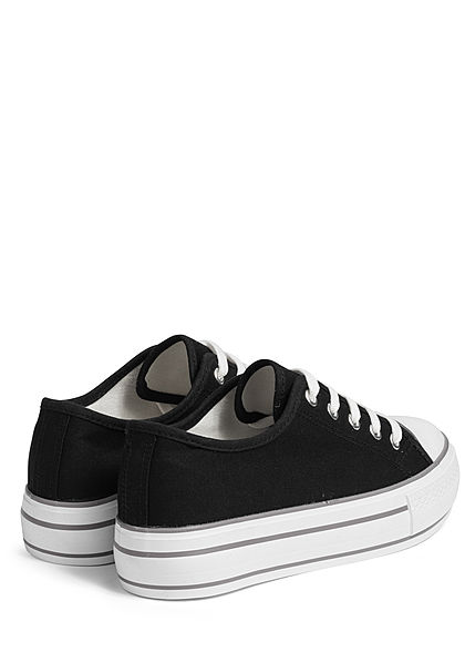 Hailys Damen Schuh Canvas Sneaker hohe Sohle 4cm schwarz