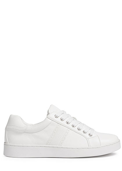 Zabaione Damen Schuh Kunstleder Sneaker Schlangenhaut-Optik weiss