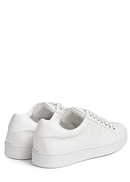 Zabaione Damen Schuh Kunstleder Sneaker Schlangenhaut-Optik weiss