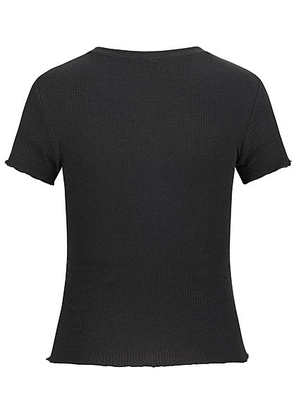 Hailys Damen Ribbed T-Shirt kurzer Schnitt schwarz