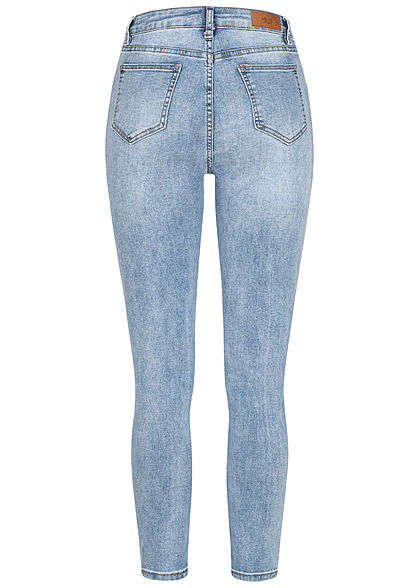 Hailys Dames High-Waist Jeans 5-Pockets lichtblauw denim