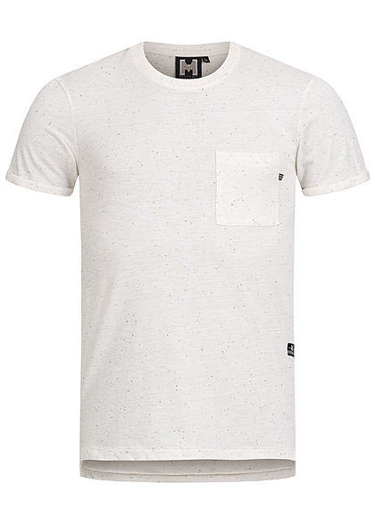 Hailys Herren Melange T-Shirt Brusttasche weiss mint