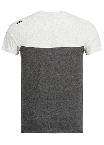 Hailys Men 2-Tone Melange T-Shirt mit Brusttasche hell grau anthrazit