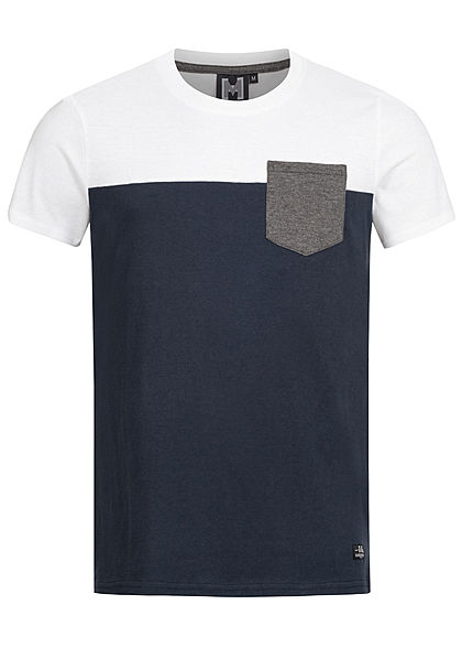 Hailys Herren 2-Tone Melange T-Shirt mit Brusttasche weiss navy blau - Art.-Nr.: 20020591