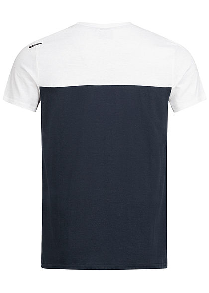 Hailys Herren 2-Tone Melange T-Shirt mit Brusttasche weiss navy blau