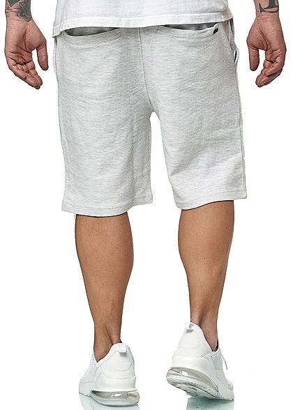 Eight2Nine Herren Vintage Sweat Shorts ribbed hell grau melange